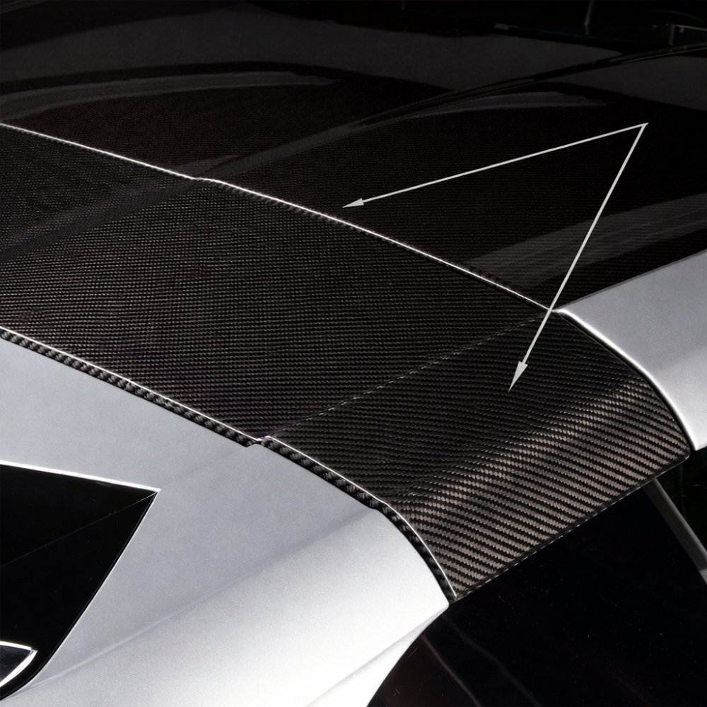 Carbon fiber Targa bar installed on Corvette C8 Coupe roof