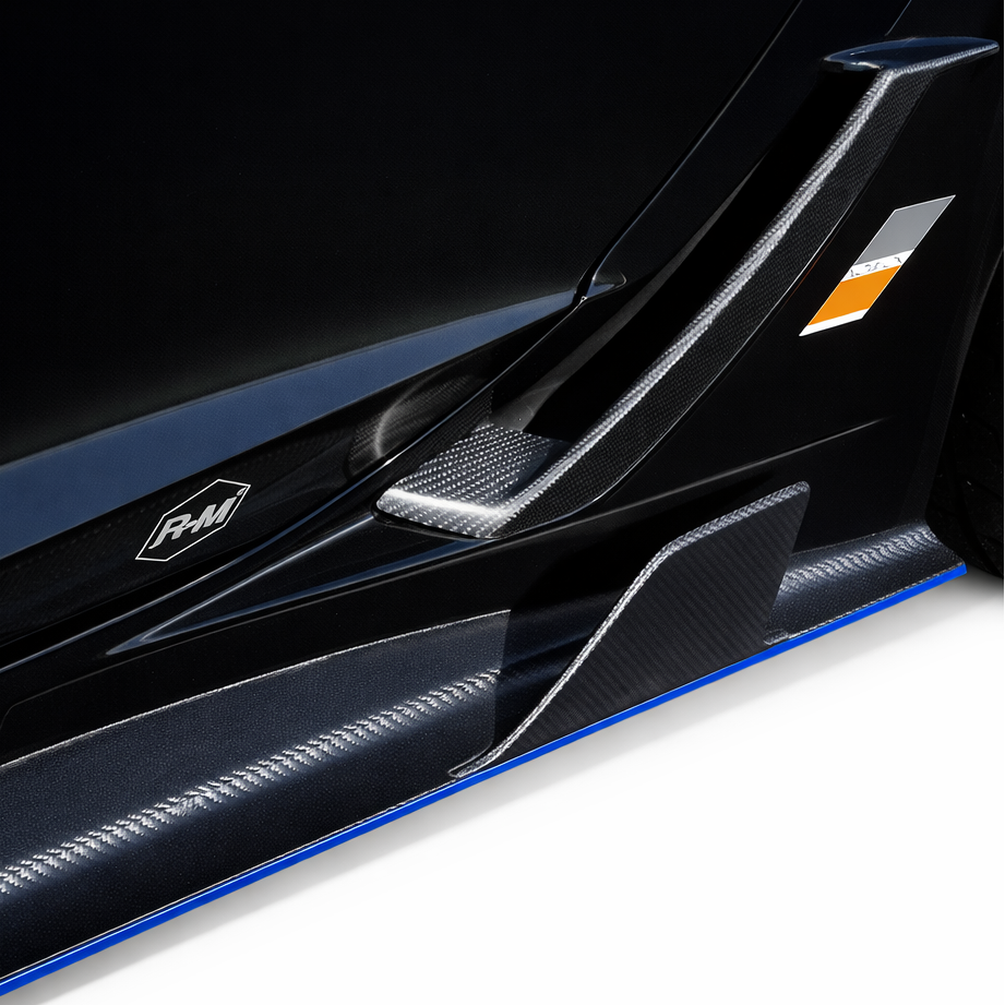 Close-up of genuine 3K carbon fiber twill and UV clear coat