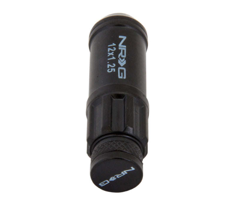NRG 700 Series M12 X 1.25 Steel Lug Nut w/Dust Cap Cover Set 21 Pc w/Locks & Lock Socket - Black - Black Ops Auto Works