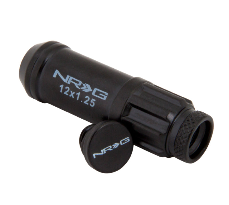 NRG 700 Series M12 X 1.25 Steel Lug Nut w/Dust Cap Cover Set 21 Pc w/Locks & Lock Socket - Black - Black Ops Auto Works