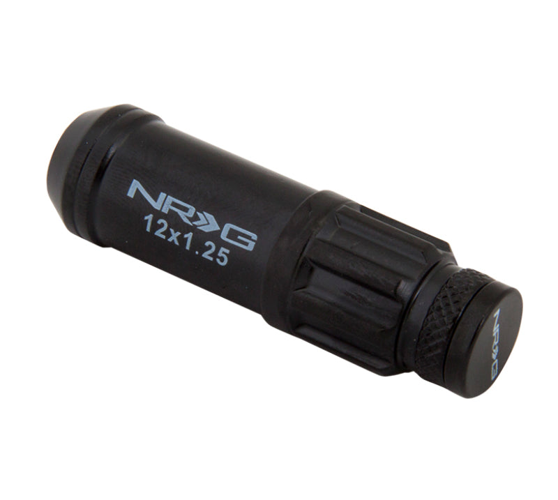 NRG 700 Series M12 X 1.25 Steel Lug Nut w/Dust Cap Cover Set 21 Pc w/Locks & Lock Socket - Black - Black Ops Auto Works