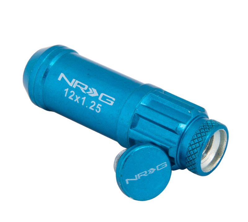 NRG 700 Series M12 X 1.25 Steel Lug Nut w/Dust Cap Cover Set 21 Pc w/Locks & Lock Socket - Blue - Black Ops Auto Works