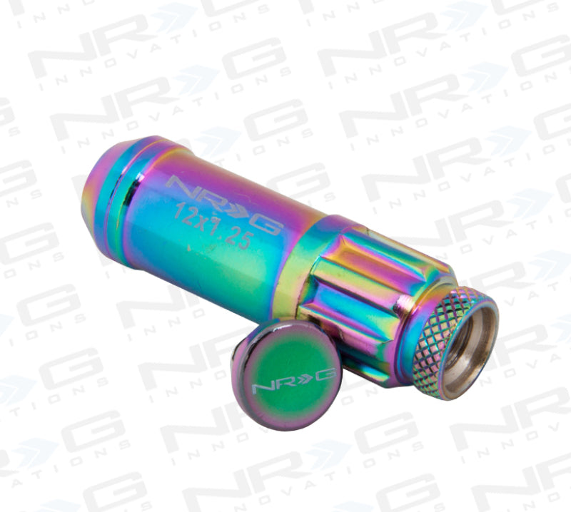NRG 700 Series M12 X 1.25 Steel Lug Nut w/Dust Cap Cover Set 21 Pc w/Locks & Lock Socket - Neochrome - Black Ops Auto Works