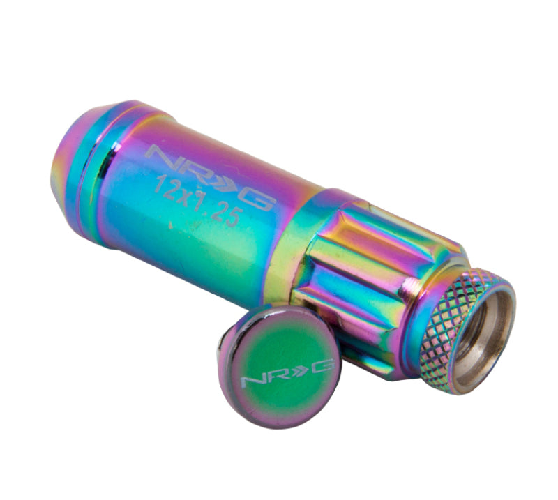 NRG 700 Series M12 X 1.25 Steel Lug Nut w/Dust Cap Cover Set 21 Pc w/Locks & Lock Socket - Neochrome - Black Ops Auto Works