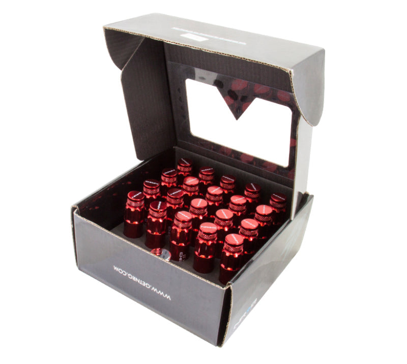 NRG 700 Series M12 X 1.25 Steel Lug Nut w/Dust Cap Cover Set 21 Pc w/Locks & Lock Socket - Red - Black Ops Auto Works