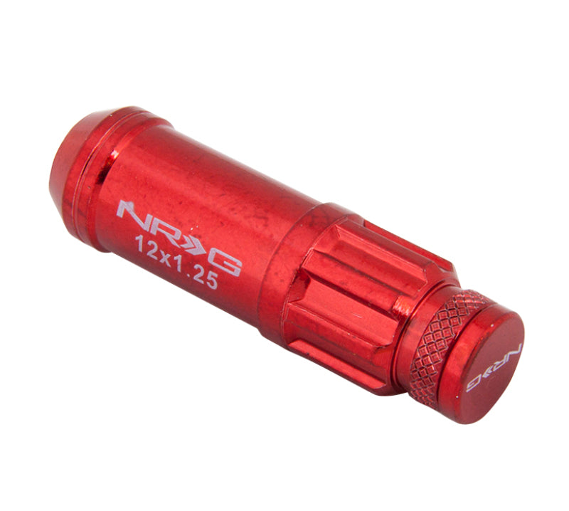 NRG 700 Series M12 X 1.25 Steel Lug Nut w/Dust Cap Cover Set 21 Pc w/Locks & Lock Socket - Red - Black Ops Auto Works