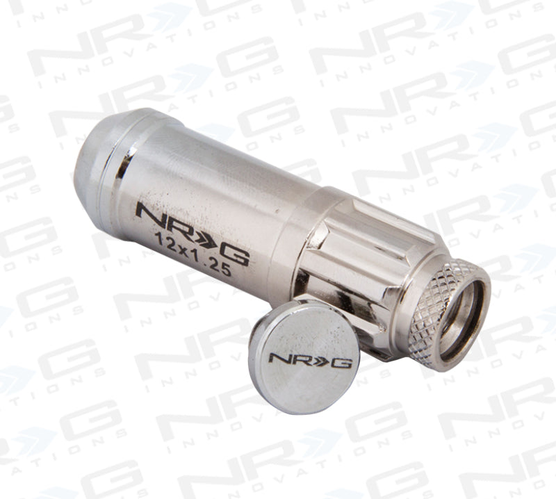 NRG 700 Series M12 X 1.25 Steel Lug Nut w/Dust Cap Cover Set 21 Pc w/Locks & Lock Socket - Silver - Black Ops Auto Works