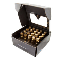 Load image into Gallery viewer, NRG 700 Series M12 X 1.25 Steel Lug Nut w/Dust Cap Cover Set 21 Pc w/Locks &amp; Socket - Chrome Gold - Black Ops Auto Works