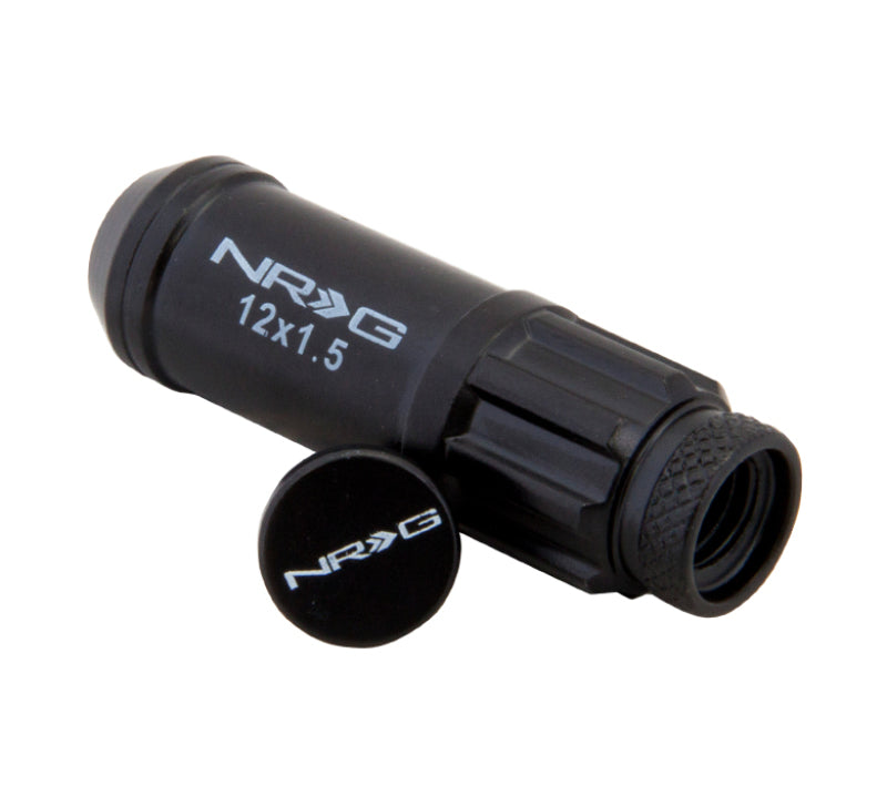 NRG 700 Series M12 X 1.5 Steel Lug Nut w/Dust Cap Cover Set 21 Pc w/Locks & Lock Socket - Black - Black Ops Auto Works