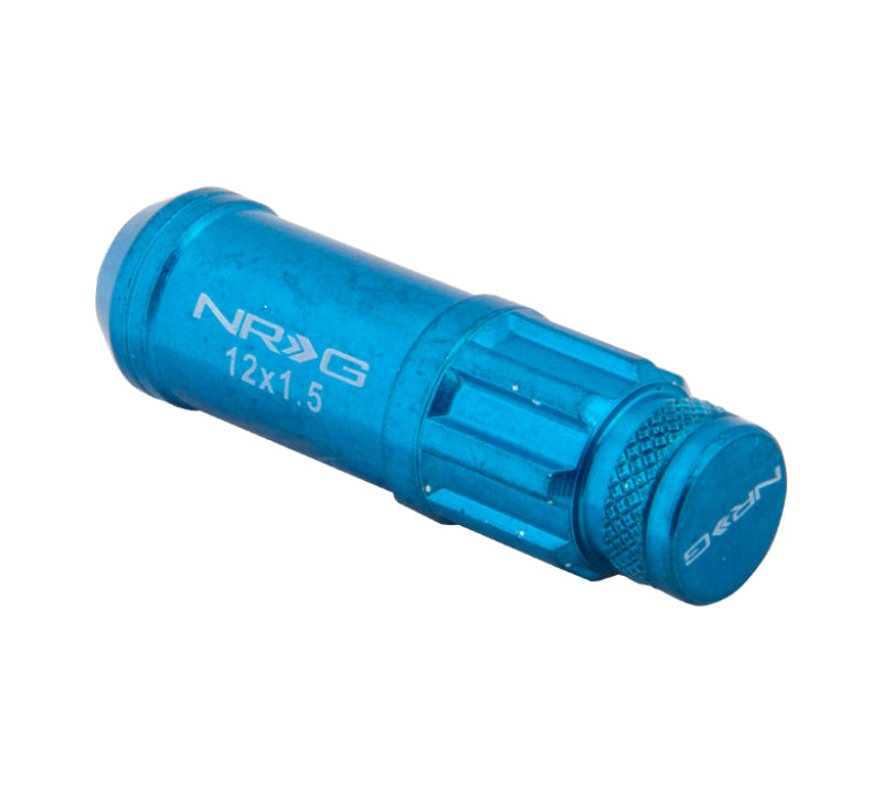 NRG 700 Series M12 X 1.5 Steel Lug Nut w/Dust Cap Cover Set 21 Pc w/Locks & Lock Socket - Blue - Black Ops Auto Works