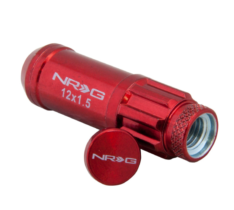 NRG 700 Series M12 X 1.5 Steel Lug Nut w/Dust Cap Cover Set 21 Pc w/Locks & Lock Socket - Red - Black Ops Auto Works