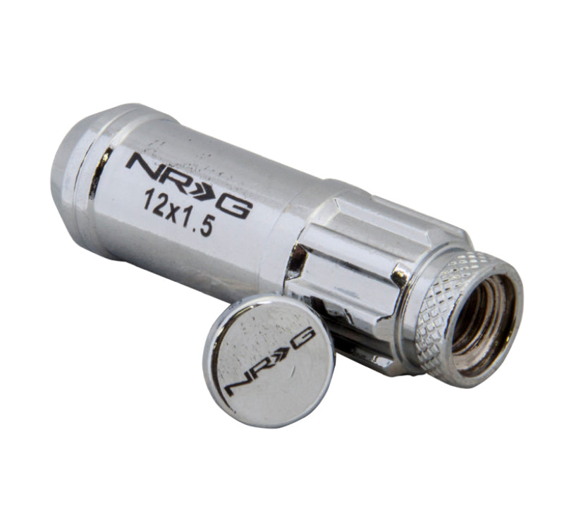 NRG 700 Series M12 X 1.5 Steel Lug Nut w/Dust Cap Cover Set 21 Pc w/Locks & Lock Socket - Silver - Black Ops Auto Works