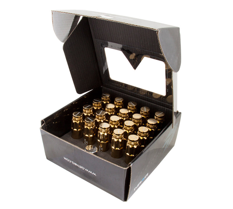 NRG 700 Series M12 X 1.5 Steel Lug Nut w/Dust Cap Cover Set 21 Pc w/Locks & Socket - Chrome Gold - Black Ops Auto Works