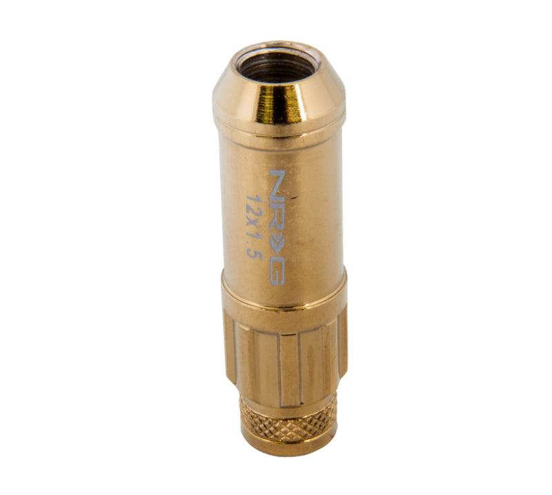 NRG 700 Series M12 X 1.5 Steel Lug Nut w/Dust Cap Cover Set 21 Pc w/Locks & Socket - Chrome Gold - Black Ops Auto Works