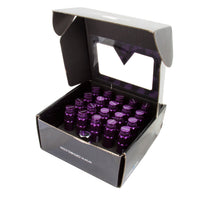 Load image into Gallery viewer, NRG 700 Series purple steel lug nuts 21 piece set with locks and key displayed on white background