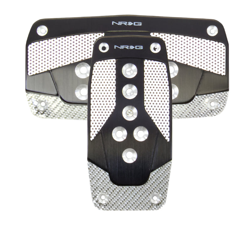 NRG Aluminum Sport Pedal A/T - Black w/Silver Carbon - Black Ops Auto Works