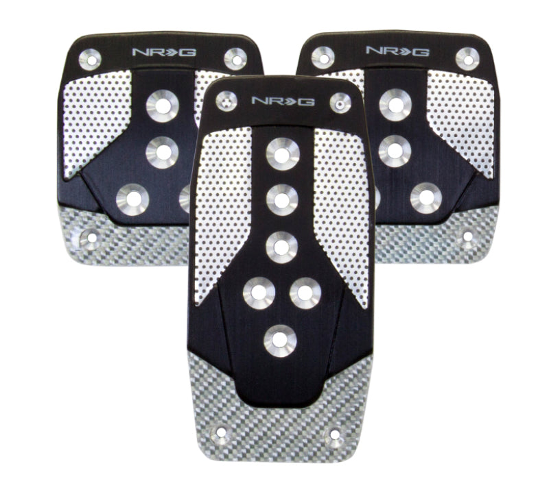 NRG Aluminum Sport Pedal M/T - Black w/Silver Carbon - Black Ops Auto Works