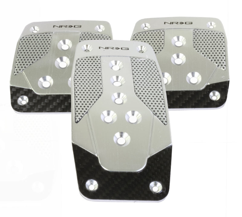 NRG Aluminum Sport Pedal M/T - Silver w/Black Carbon - Black Ops Auto Works