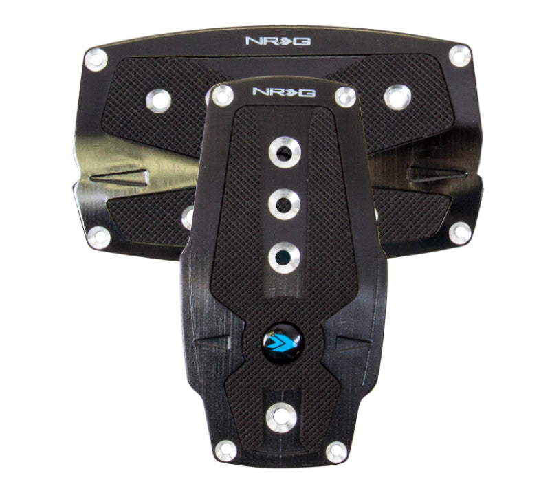 NRG Brushed Aluminum Sport Pedal A/T - Black w/Black Rubber Inserts - Black Ops Auto Works