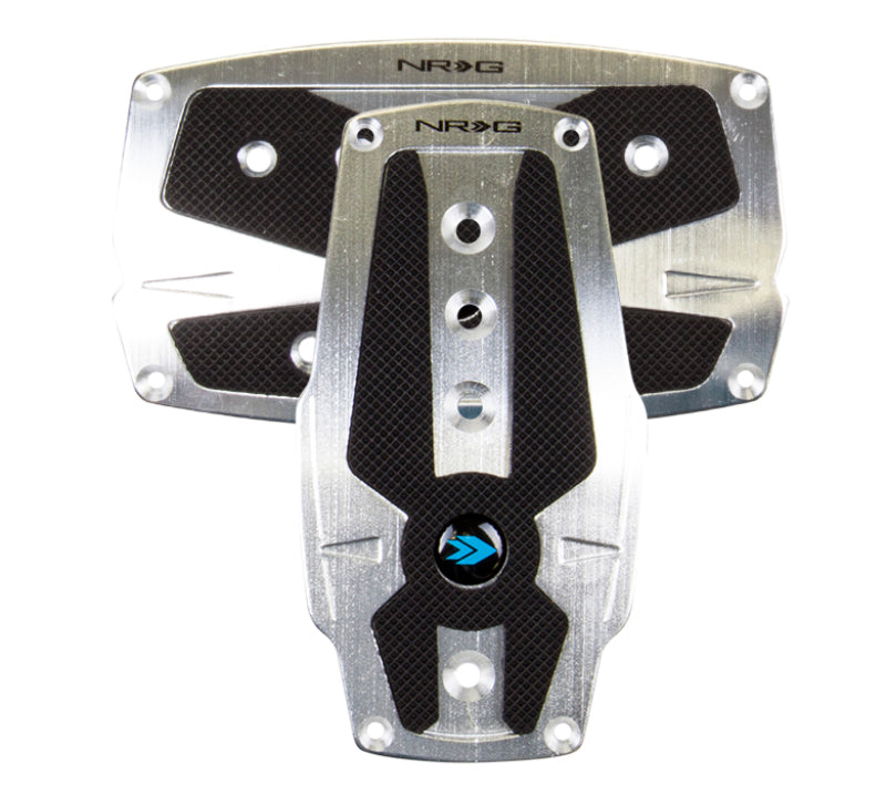 NRG Brushed Aluminum Sport Pedal A/T - Silver w/Black Rubber Inserts - Black Ops Auto Works