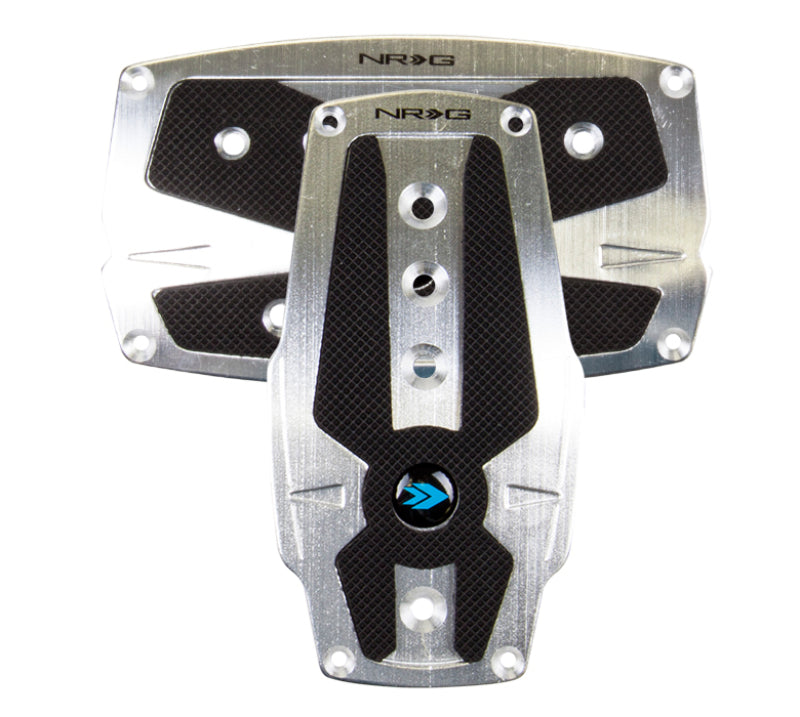 NRG Brushed Aluminum Sport Pedal A/T - Silver w/Black Rubber Inserts - Black Ops Auto Works