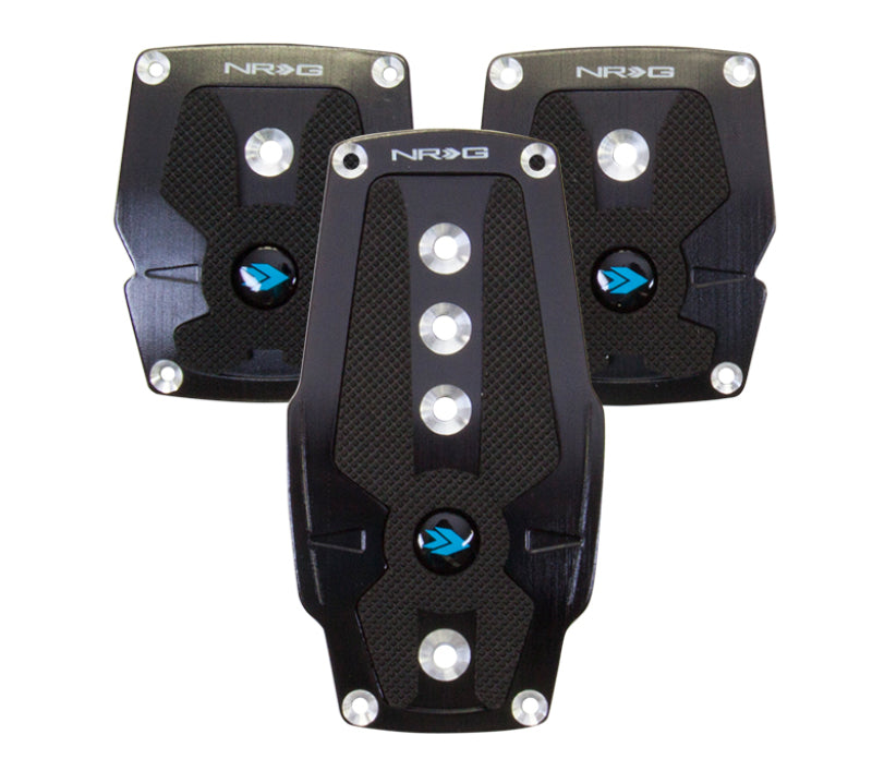 NRG Brushed Aluminum Sport Pedal M/T - Black w/Black Rubber Inserts - Black Ops Auto Works