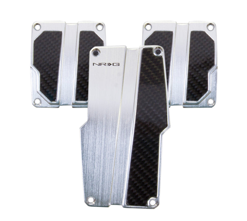 NRG Brushed Aluminum Sport Pedal M/T - Silver w/Black Carbon - Black Ops Auto Works