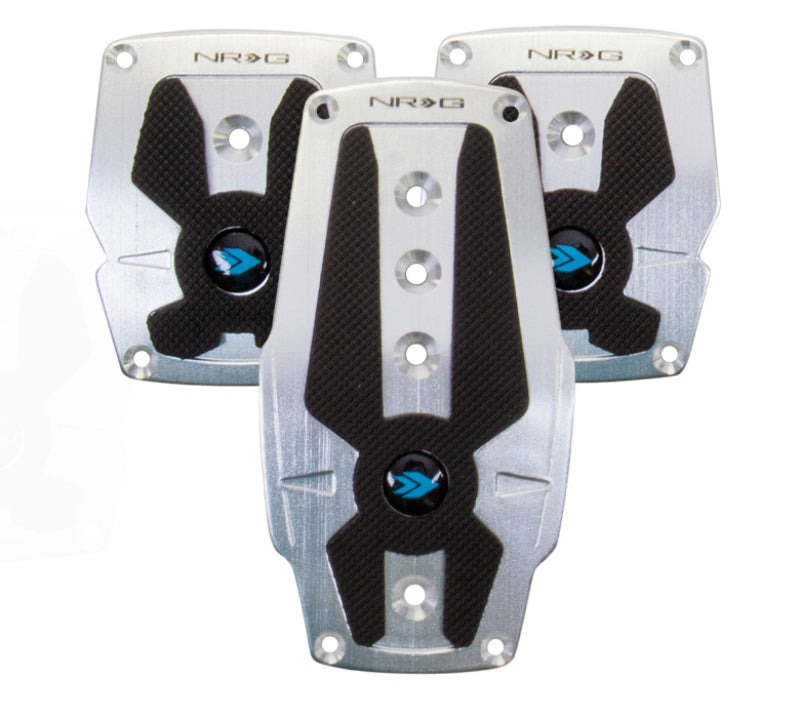NRG Brushed Aluminum Sport Pedal M/T - Silver w/Black Rubber Inserts - Black Ops Auto Works