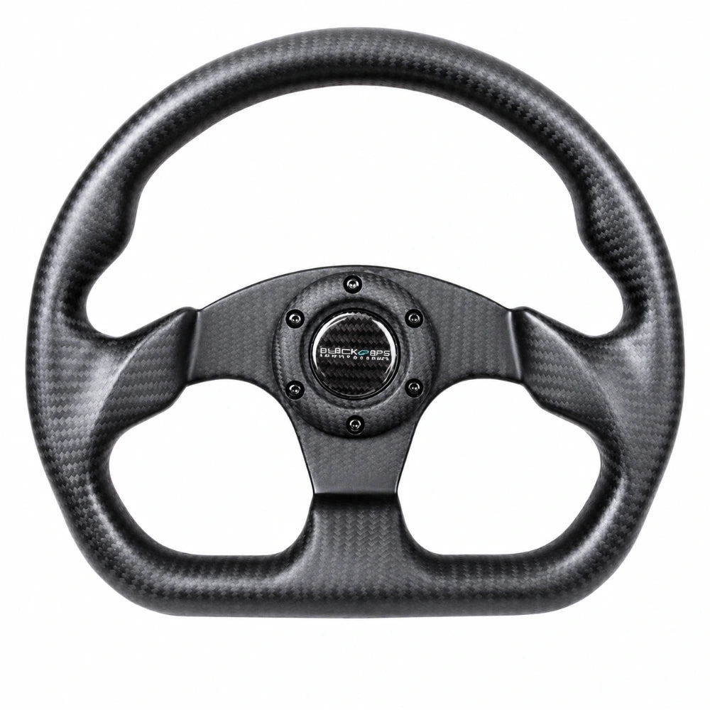 NRG Carbon Fiber Steering Wheel (320mm) Flat Bottom Matte Black Carbon - NRG ST-009CF/MB