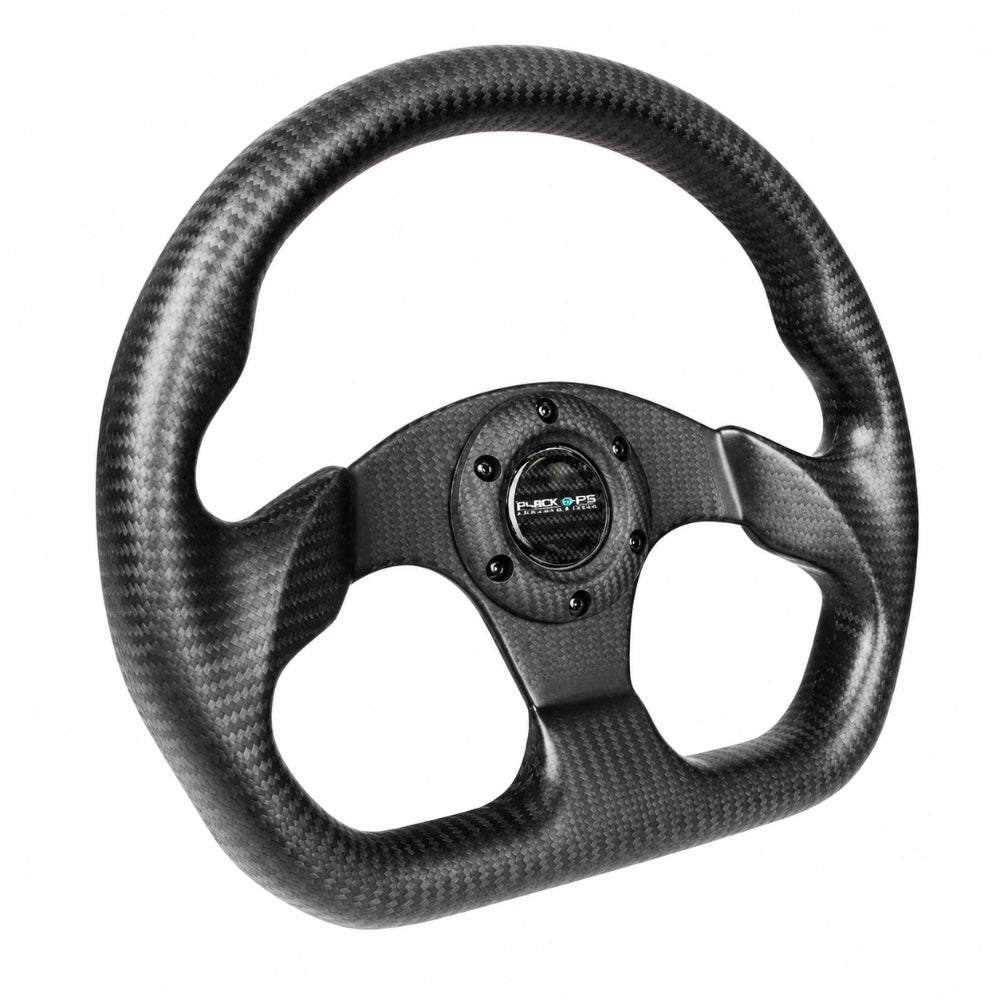 NRG Carbon Fiber Steering Wheel (320mm) Flat Bottom Matte Black Carbon - NRG ST-009CF/MB