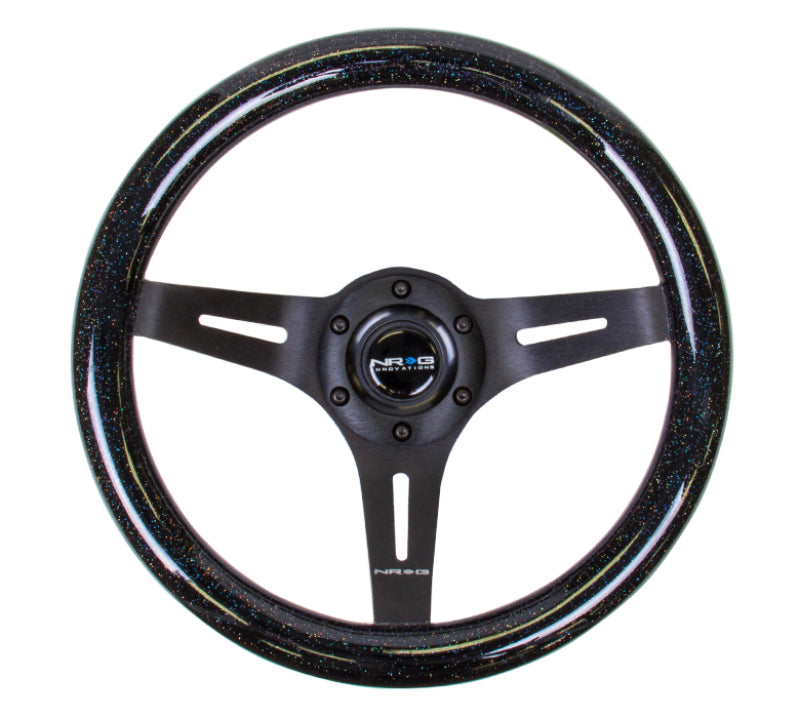 NRG Classic Wood Grain Steering Wheel (310mm) Black Sparkle w/Blk 3-Spoke Center - Black Ops Auto Works