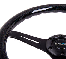 Load image into Gallery viewer, NRG Classic Wood Grain Steering Wheel (350mm) Black Sparkled Grip w/Black 3-Spoke Center - Black Ops Auto Works