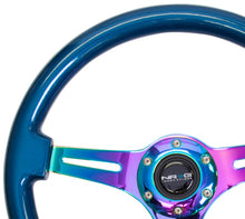 Load image into Gallery viewer, NRG Classic Wood Grain Steering Wheel (350mm) Blue Pearl/Flake Paint w/Neochrome 3-Spoke Center - Black Ops Auto Works