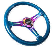 Load image into Gallery viewer, NRG Classic Wood Grain Steering Wheel (350mm) Blue Pearl/Flake Paint w/Neochrome 3-Spoke Center - Black Ops Auto Works