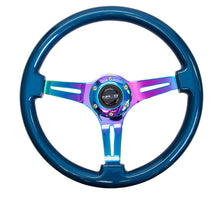 Load image into Gallery viewer, NRG Classic Wood Grain Steering Wheel (350mm) Blue Pearl/Flake Paint w/Neochrome 3-Spoke Center - Black Ops Auto Works