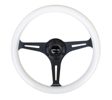 Load image into Gallery viewer, NRG Classic Wood Grain Steering Wheel (350mm) Glow-N-The-Dark Green Grip w/Black 3-Spoke Center - Black Ops Auto Works