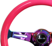 Load image into Gallery viewer, NRG Classic Wood Grain Steering Wheel (350mm) Neon Pink Painted Grip w/Neochrome 3-Spoke Center - Black Ops Auto Works