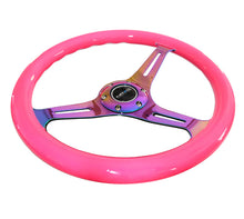 Load image into Gallery viewer, NRG Classic Wood Grain Steering Wheel (350mm) Neon Pink Painted Grip w/Neochrome 3-Spoke Center - Black Ops Auto Works