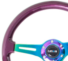 Load image into Gallery viewer, NRG Classic Wood Grain Steering Wheel (350mm) Purple Pearl Paint w/Neochrome 3-Spoke Center - Black Ops Auto Works