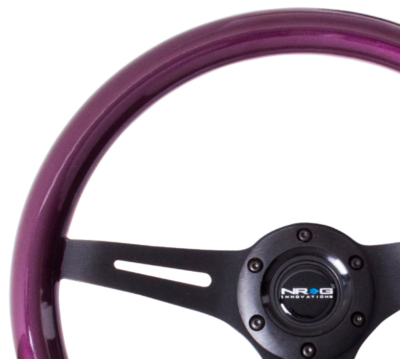 NRG Classic Wood Grain Steering Wheel (350mm) Purple Pearl/Flake Paint w/Black 3-Spoke Center - Black Ops Auto Works