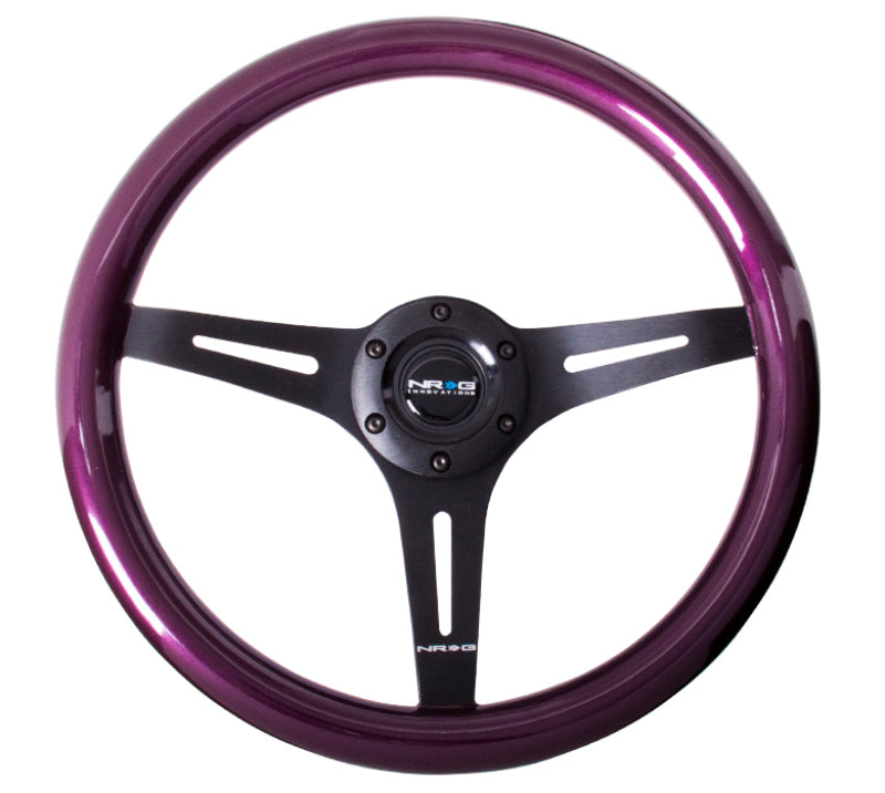 NRG Classic Wood Grain Steering Wheel (350mm) Purple Pearl/Flake Paint w/Black 3-Spoke Center - Black Ops Auto Works