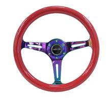 Load image into Gallery viewer, NRG Classic Wood Grain Steering Wheel (350mm) Red Grip w/Neochrome 3-Spoke Center - Black Ops Auto Works