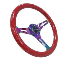 Load image into Gallery viewer, NRG Classic Wood Grain Steering Wheel (350mm) Red Grip w/Neochrome 3-Spoke Center - Black Ops Auto Works