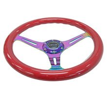 Load image into Gallery viewer, NRG Classic Wood Grain Steering Wheel (350mm) Red Grip w/Neochrome 3-Spoke Center - Black Ops Auto Works