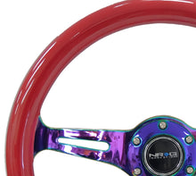 Load image into Gallery viewer, NRG Classic Wood Grain Steering Wheel (350mm) Red Grip w/Neochrome 3-Spoke Center - Black Ops Auto Works