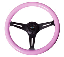 Load image into Gallery viewer, NRG Classic Wood Grain Steering Wheel (350mm) Solid Pink Painted Grip w/Black 3-Spoke Center - Black Ops Auto Works