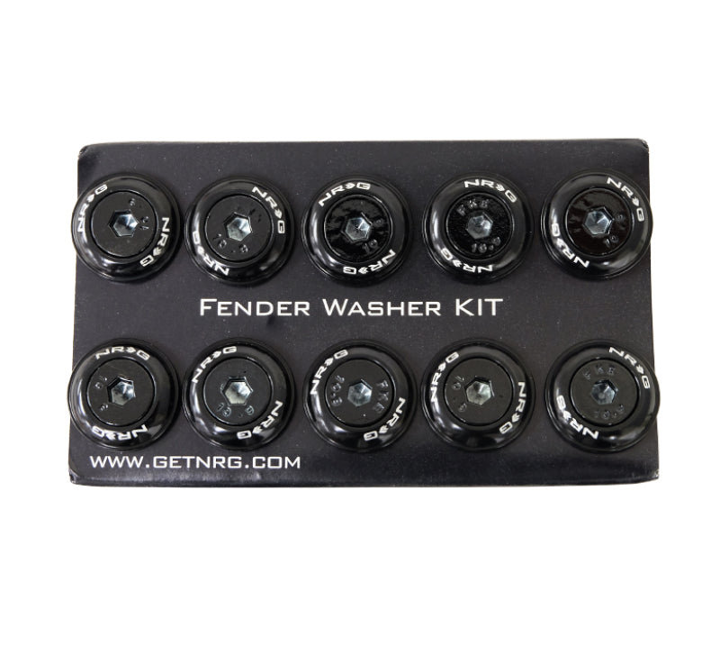 NRG Fender Washer Kit w/Color Matched M6 Bolt Rivets For Plastic (Black) - Set of 10 - Black Ops Auto Works