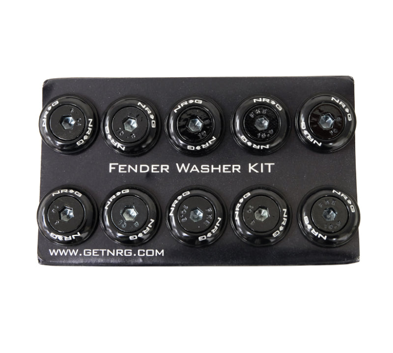 NRG Fender Washer Kit w/Color Matched M6 Bolt Rivets For Plastic (Black) - Set of 10 - Black Ops Auto Works