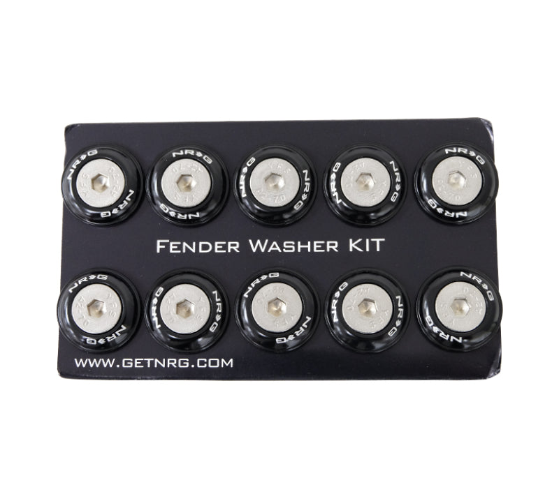 NRG Fender Washer Kit w/Rivets For Plastic (Black) - Set of 10 - Black Ops Auto Works
