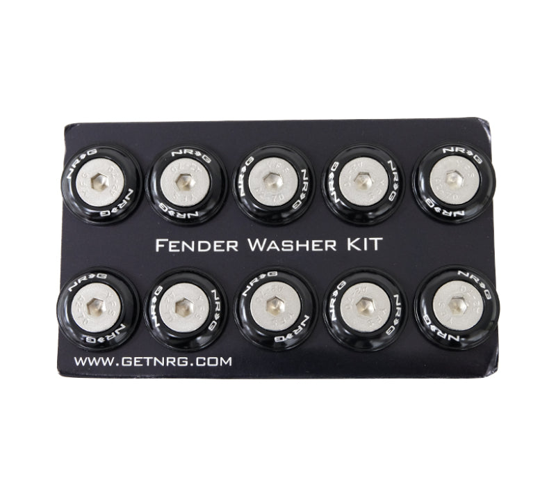 NRG Fender Washer Kit w/Rivets For Plastic (Black) - Set of 10 - Black Ops Auto Works